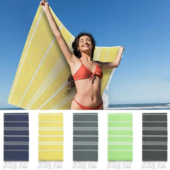 Tyidzon beach towel oversized, tassel Beach Towels for Adults, Lightweight Travel Beach Towels, Soft Hand Feel, Quickly Dry Beach Towels, 35"x71" - Navy Blue