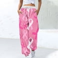 thumbnail image 1 of Tyiszil Pink Womens Pants Palazzo Casual Breast Cancer Elastic High Waist with Pocket Taper Pants Girl Pants, 1 of 5