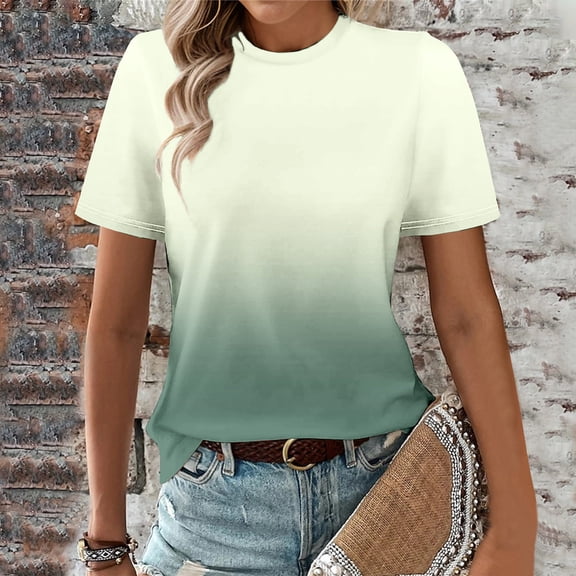 Ayolanni Women Tops Round Neck Short Sleeve Pullover Graphic T-Shirts Tee Shirts Womens