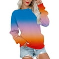 thumbnail image 1 of Ayolanni Womens Trendy Tops Round Neck Long Sleeve Pullover Graphic T-Shirts Tee Shirts Womens, 1 of 4