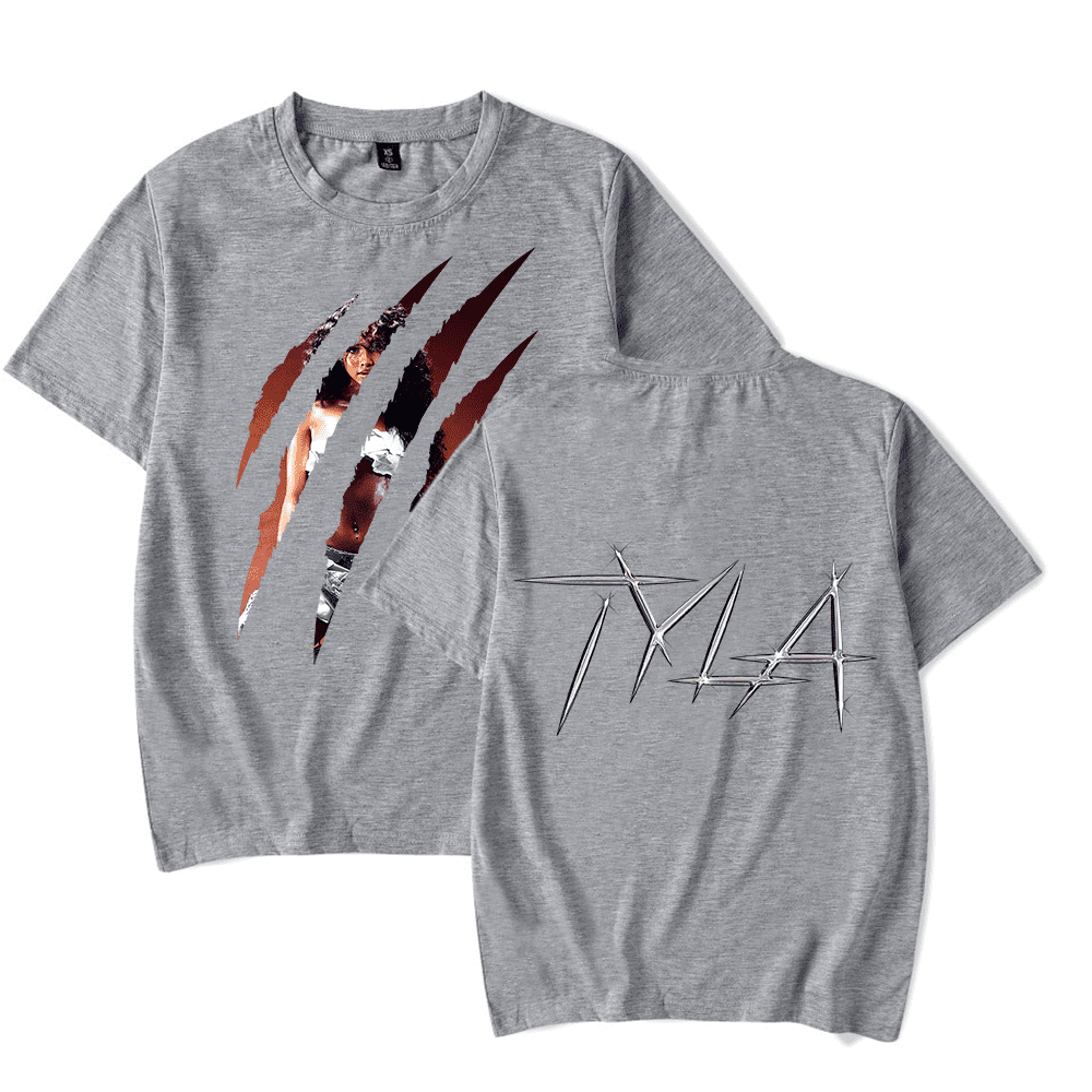 Tyla Scratch Short Sleeve Tee Women Men Crewneck Fashion T