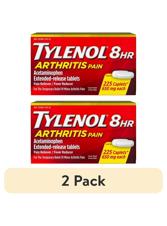 (2 pack) Tylenol Arthritis Pain 8HR Pain Reliever 650mg 225 Caplets