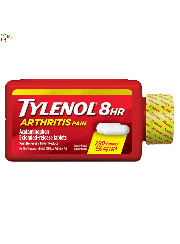 Tylenol 8 Hour Acetaminophen 650 Mg Arthritis & Joint Pain, 290 Caplets | Pain Reliever & Fever Reducer