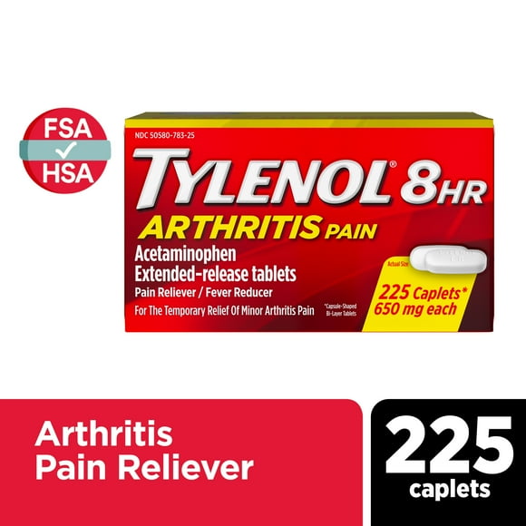 Tylenol 8 Hour Arthritis & Joint Pain Acetaminophen Caplets, 225 Count