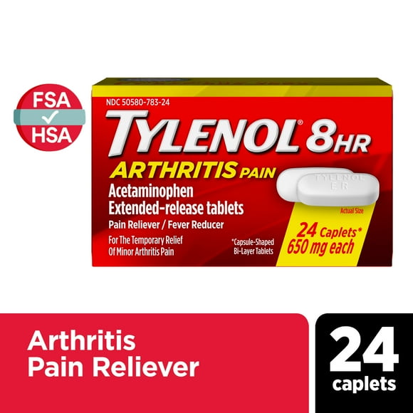 Tylenol 8 Hour Arthritis & Joint Pain Acetaminophen Caplets, 24 Count