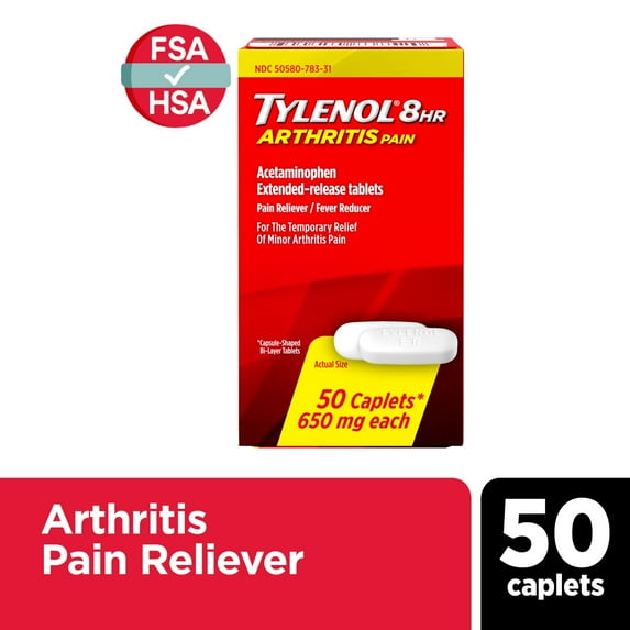 Tylenol 8 Hour Arthritis & Joint Pain Acetaminophen Caplets, 50 Count
