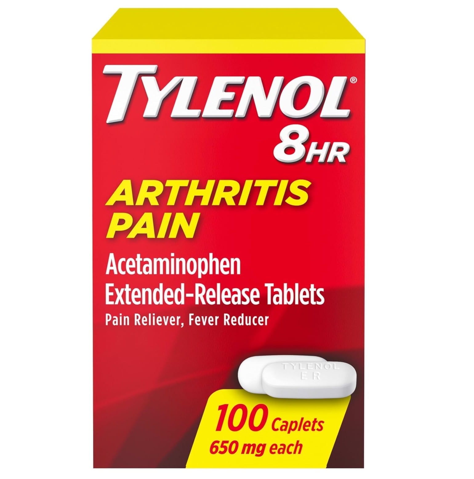Tylenol 8 Hour Arthritis Pain Extended Release Caplets, 650 mg, 100 Ea