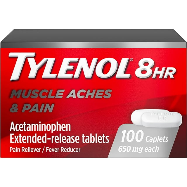 Tylenol 8 Hour Muscle Aches & Pain Acetaminophen Tablets for Muscle & Joint Pain, 100 ct