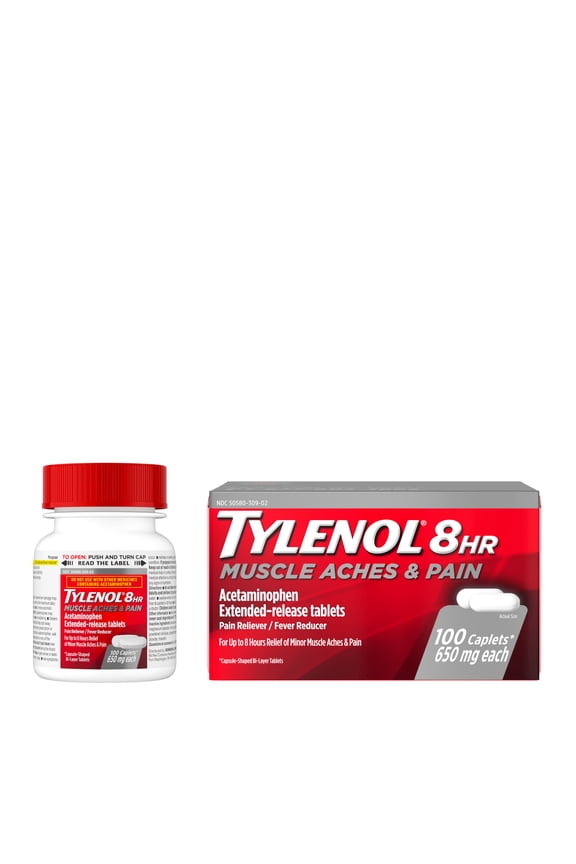 8 Hour Muscle Aches & Pain Tablets with Acetaminophen, 100 Count