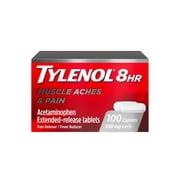 Tylenol 8 Hour Muscle Aches Pain Relief Tablets with Acetaminophen, 100 Count