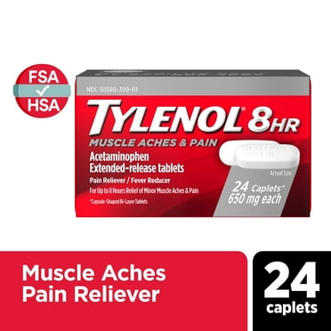 Tylenol 8 Hour Muscle Aches & Pain Tablets with Acetaminophen, 24 Count