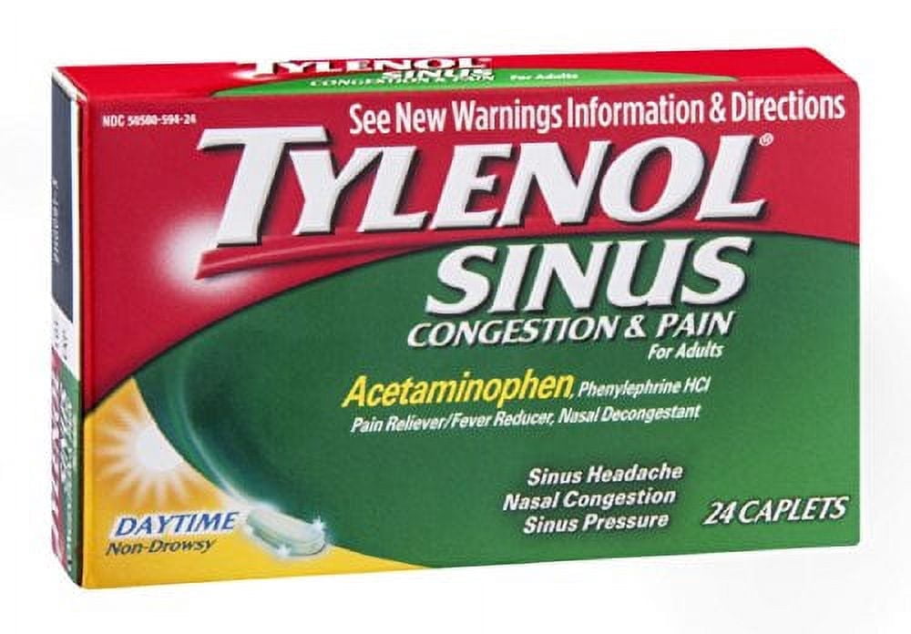 Tylenol Adult Sinus Plus Headache Caplets, Daytime, 24 Ea, 3 Pack