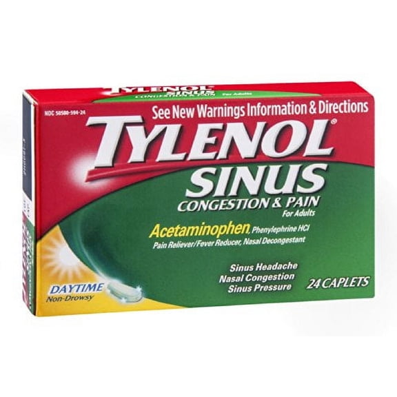 Tylenol Adult Sinus Plus Headache Caplets, Daytime, 24 Ea, 3 Pack