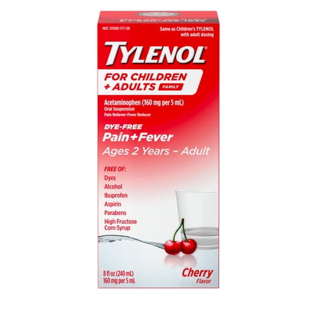 Tylenol Child & Adult Liquid Pain & Fever Relief, Cherry, 8 fl. oz