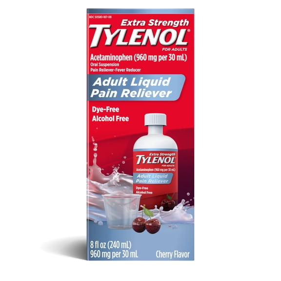 Tylenol Adult Liquid Pain Reliever & Fever Reducer, Cherry, 8 fl. oz