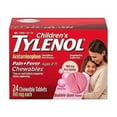 thumbnail image 1 of Tylenol Children's Chewables with 160 mg Acetaminophen, Pain Reliever & Fever Reducer for Kids' Cold + Flu Symptoms, Headache, Sore Throat & Toothache, Aspirin-Free, Bubble Gum, 24 ct, 1 of 2