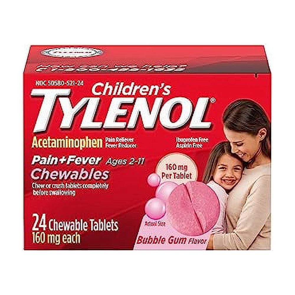 Tylenol Children's Chewables with 160 mg Acetaminophen, Pain Reliever & Fever Reducer for Kids