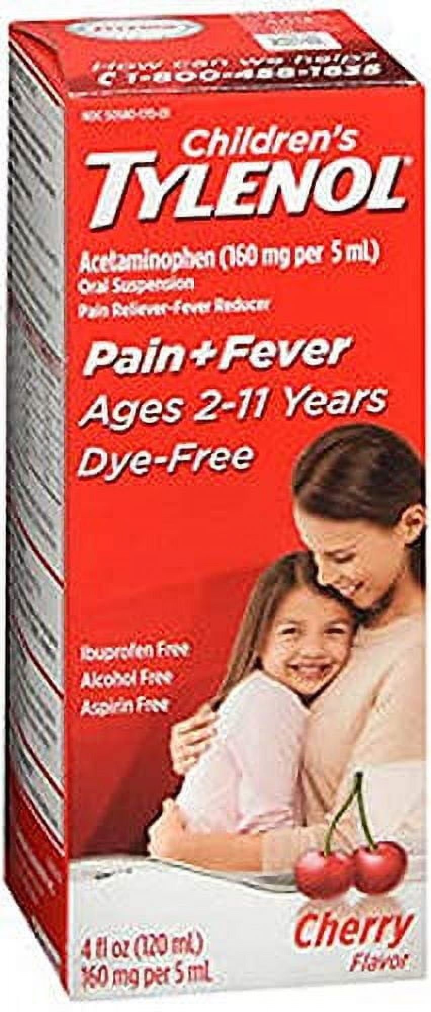 Tylenol Children's Oral Suspension Medicine with Acetaminophen, Cherry, 4 Fl Oz (Packaging May Vary)