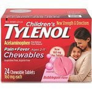 Tylenol Childrens Pain Plus Fever Reducer Chewables Tablets Bubblegum-flavored 24 Ea