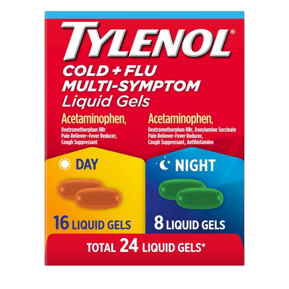 Tylenol Day & Night Cold & Flu Liquid Gels, Combo Pack, 24 Count