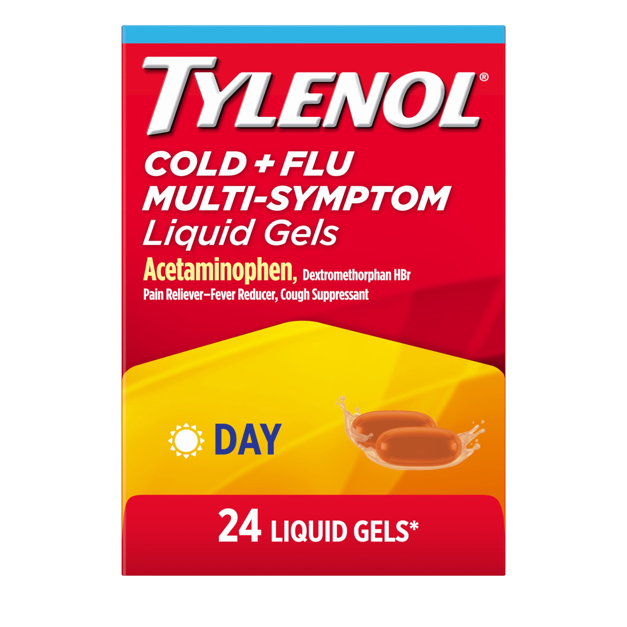 Tylenol Daytime Cold & Flu Multi-Symptom Relief Liquid Gels, 24 Count