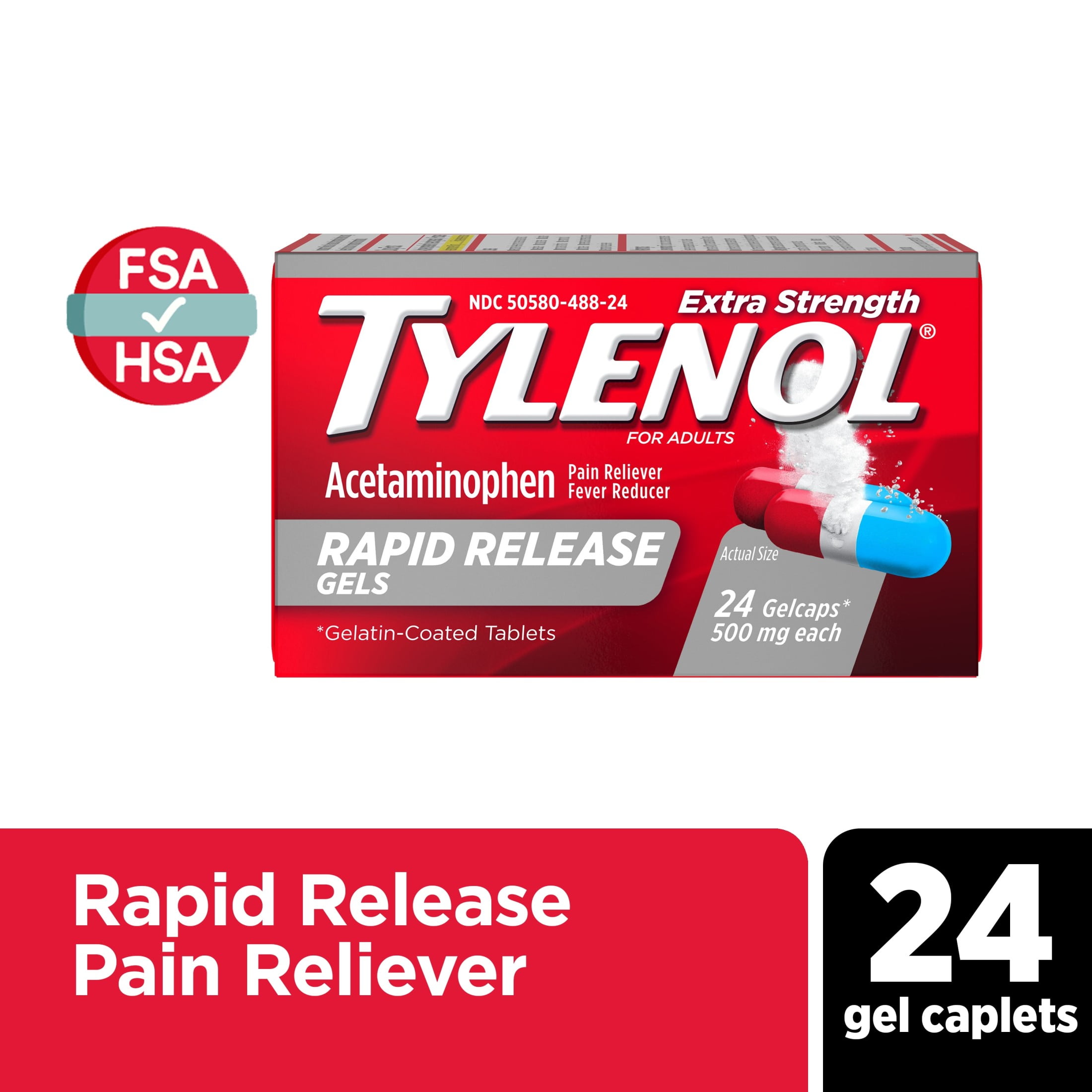 Tylenol Extra Strength Rapid Release Gelcaps 24ct – Fast Pain Relief