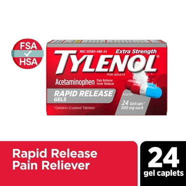 Tylenol Extra Strength 500 mg Acetaminophen Rapid Release Gels, 24 Ct