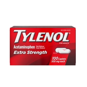 Tylenol Extra Strength Caplets, Fast, Strong Pain Relief, Acetaminophen 500 mg, 100 Count