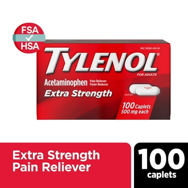 Tylenol Extra Strength 500mg Acetaminophen Caplets, Value Size, 100 Ct