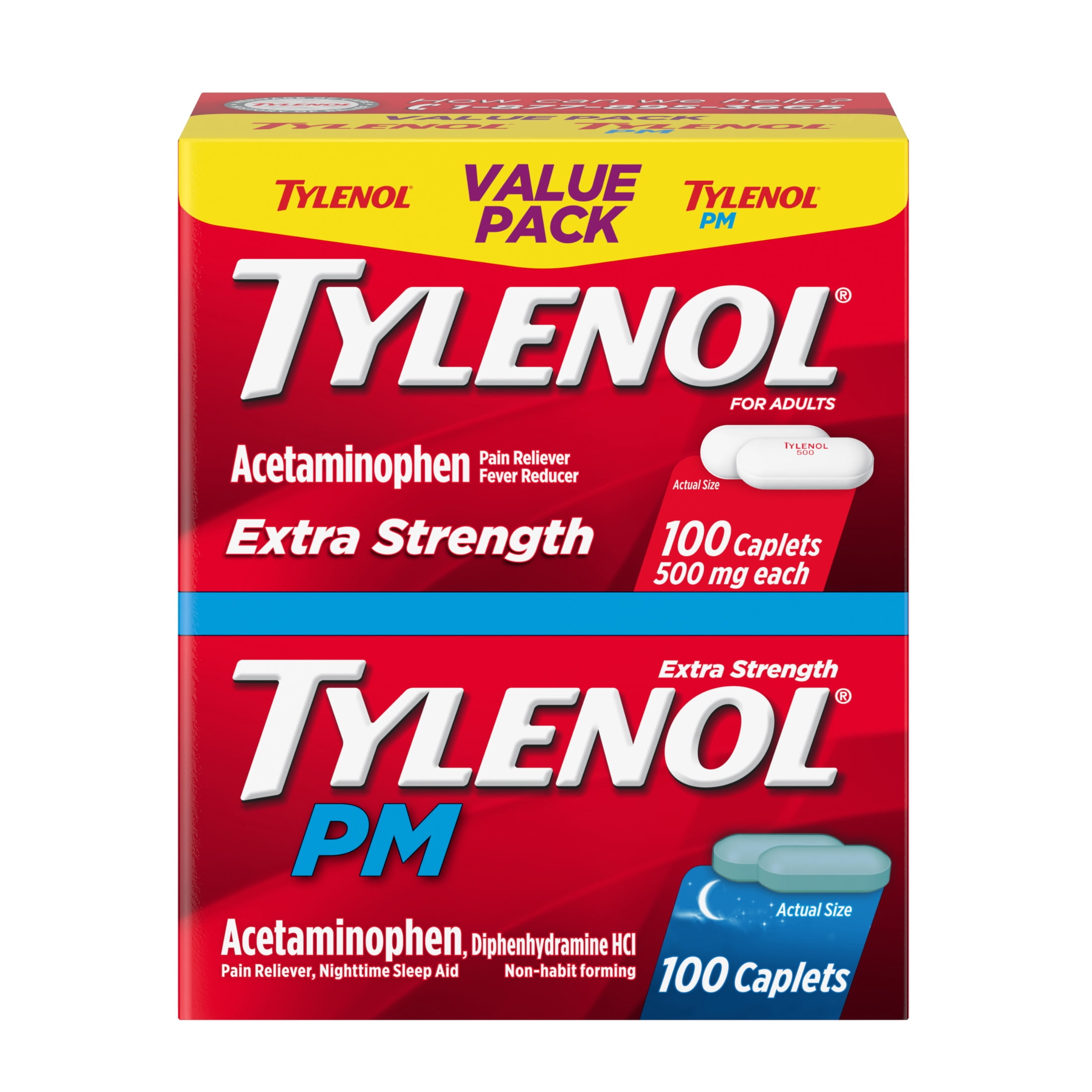 Tylenol Extra Strength 100 Count. + Tylenol PM 100 Count.