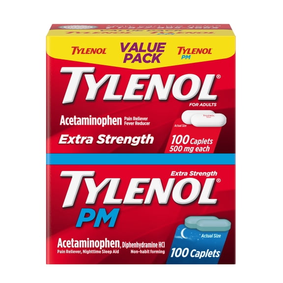 Tylenol Extra Strength 100 Count. + Tylenol PM 100 Count.