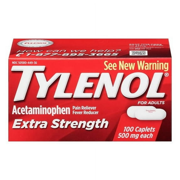 Tylenol Extra Strength Acetaminophen Caplets, 500 mg, 100 Ct (1 Pack)