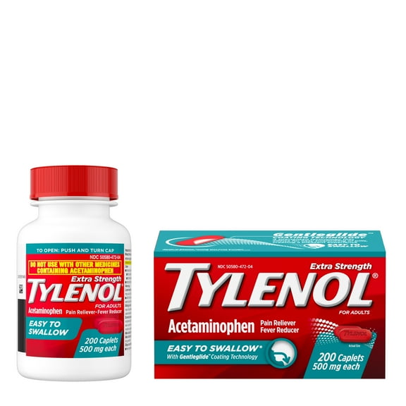 Tylenol Extra Strength Acetaminophen, Easy to Swallow Caplets, 200 Count