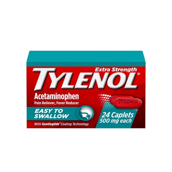 Tylenol Extra Strength Pain Relief Acetaminophen Easy to Swallow Caplets, 24 Count