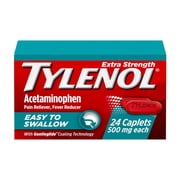 Tylenol Extra Strength Pain Relief Acetaminophen Easy to Swallow Caplets, 24 Count