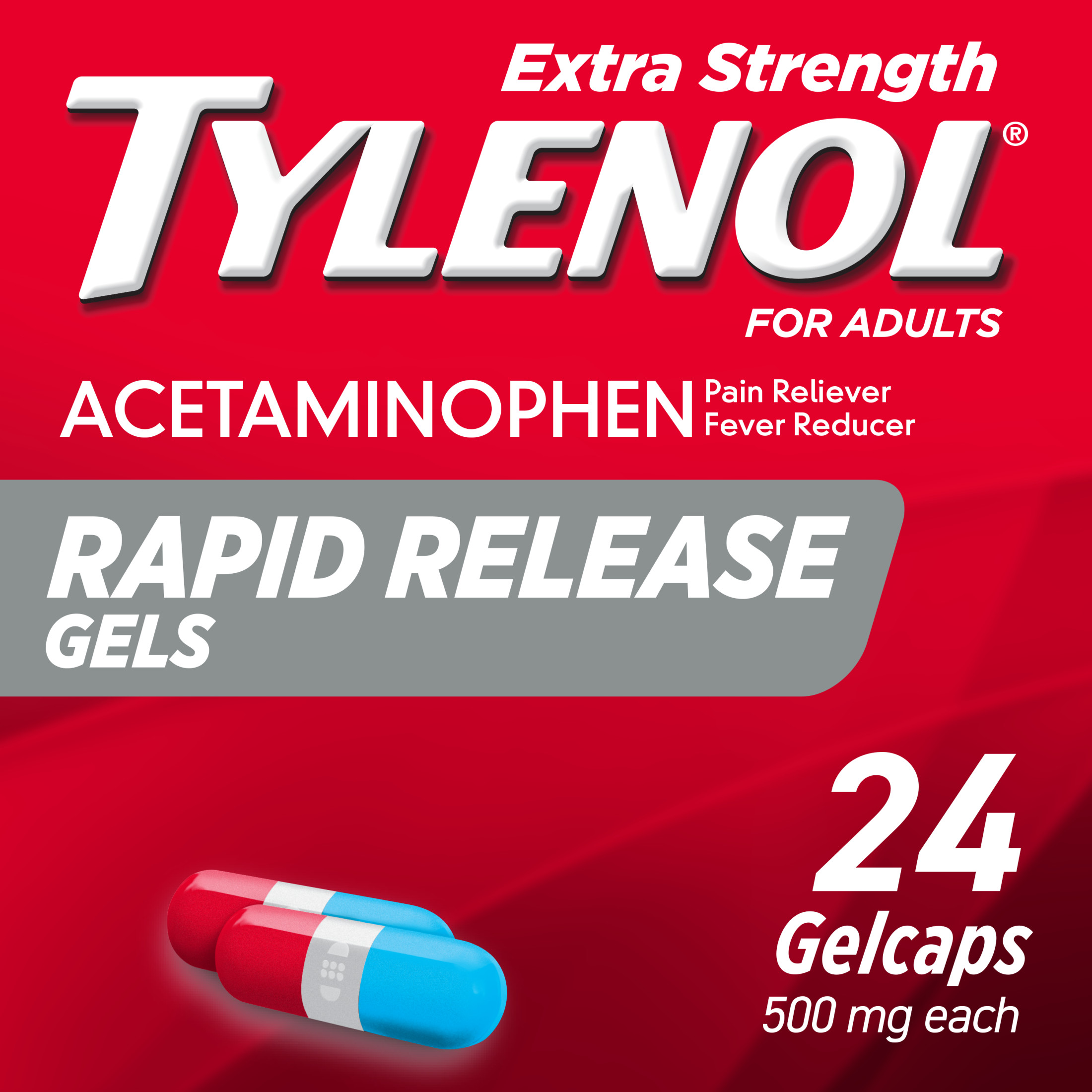 Tylenol Extra Strength Acetaminophen Rapid Release Gels, 24 Ct - image 1 of 12