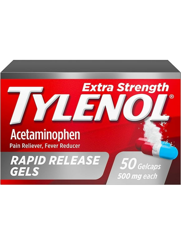 Tylenol Extra Strength Acetaminophen Rapid Release Gels for Pain & Fever, 50 Count