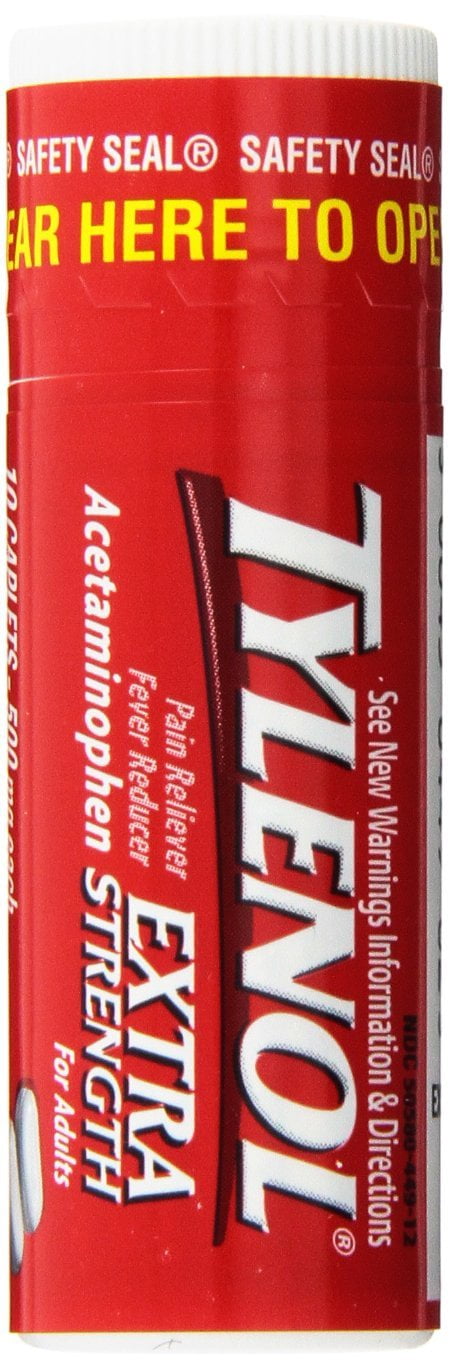 Tylenol Extra Strength Caplet Vial Rack, Pain Reliever & Fever Reducer, 10 X 12 Count