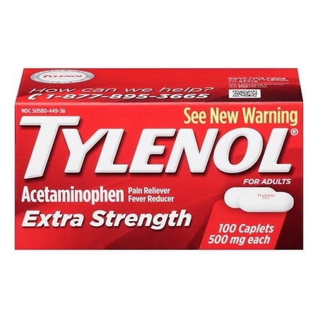 Tylenol Extra Strength Caplets For Adults - 100 Ea, 2 Pack