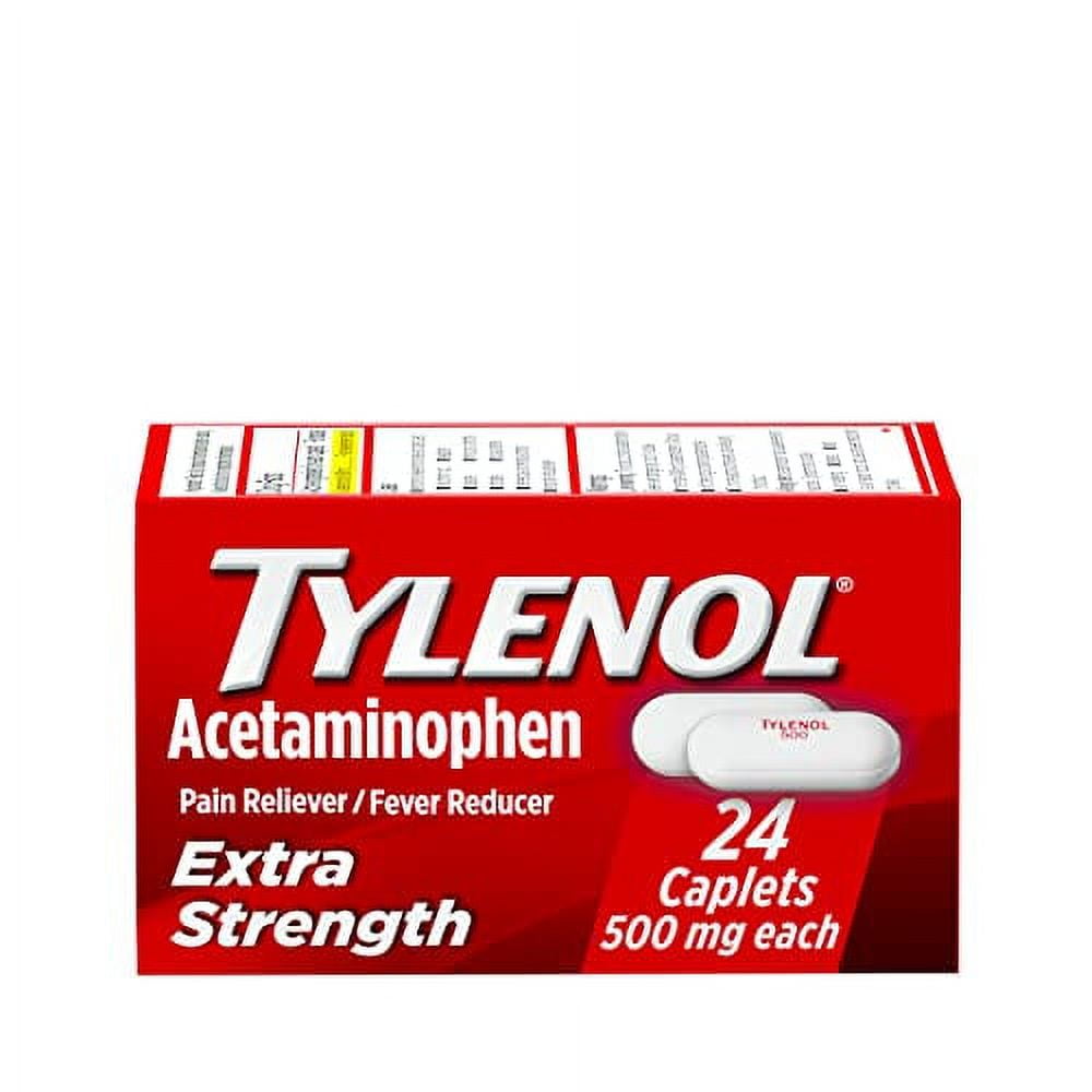 Tylenol Extra Strength Caplets with 500 mg Acetaminophen, Pain Reliever &amp; Fever Reducer, 24 ct