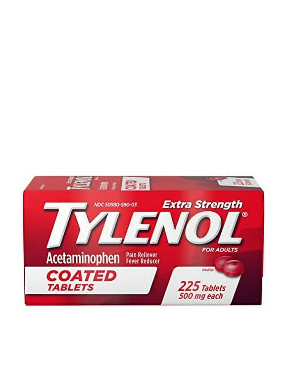 Tylenol Extra Strength Coated .. Tablets, Acetaminophen Adult Pain .. Relief & Fever Reducer, .. 225 ct