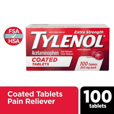 Tylenol Extra Strength Coated Tablets with Acetaminophen 500mg, 100 Ct