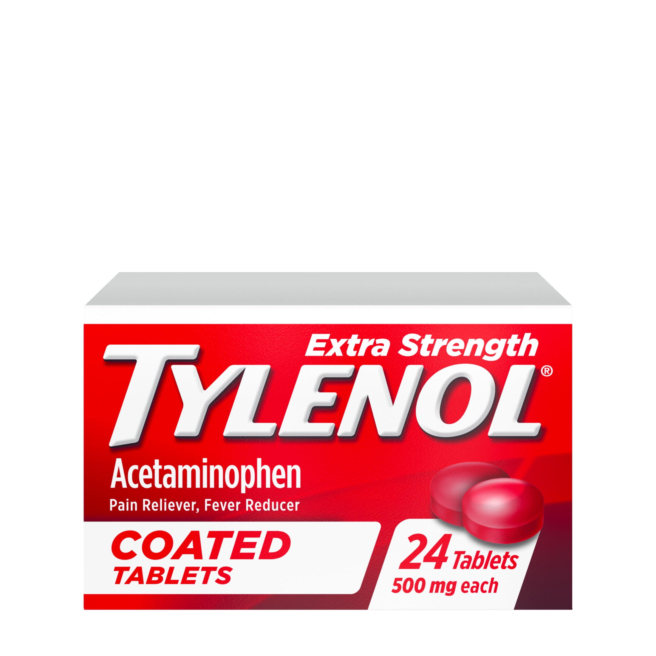 Tylenol Extra Strength Pain Relief Coated Tablets with Acetaminophen 500mg, 24 Ct