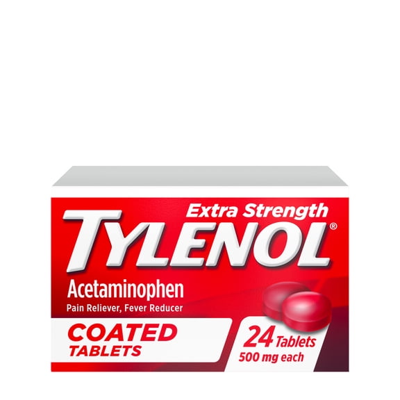 Tylenol Extra Strength Coated Tablets with Acetaminophen 500mg, 24 Count