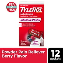 Tylenol Extra Strength Dissolve Packs with Acetaminophen, Berry, 12 Ct