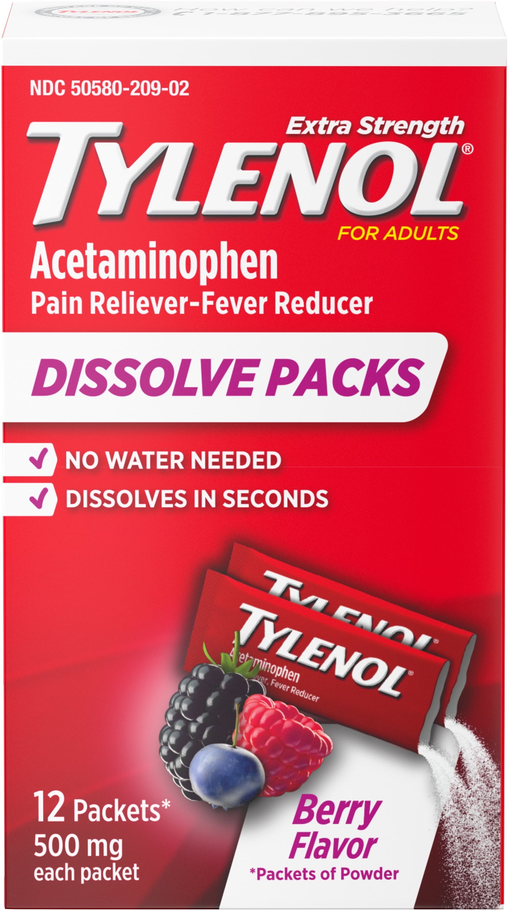 Tylenol Extra Strength Dissolve Packs with Acetaminophen for Pain