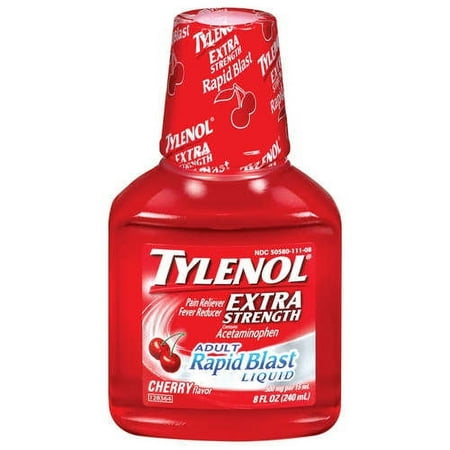 Tylenol Extra Strength Rapid Blast Liquid for Pain Relief, Cherry, 8 Oz.