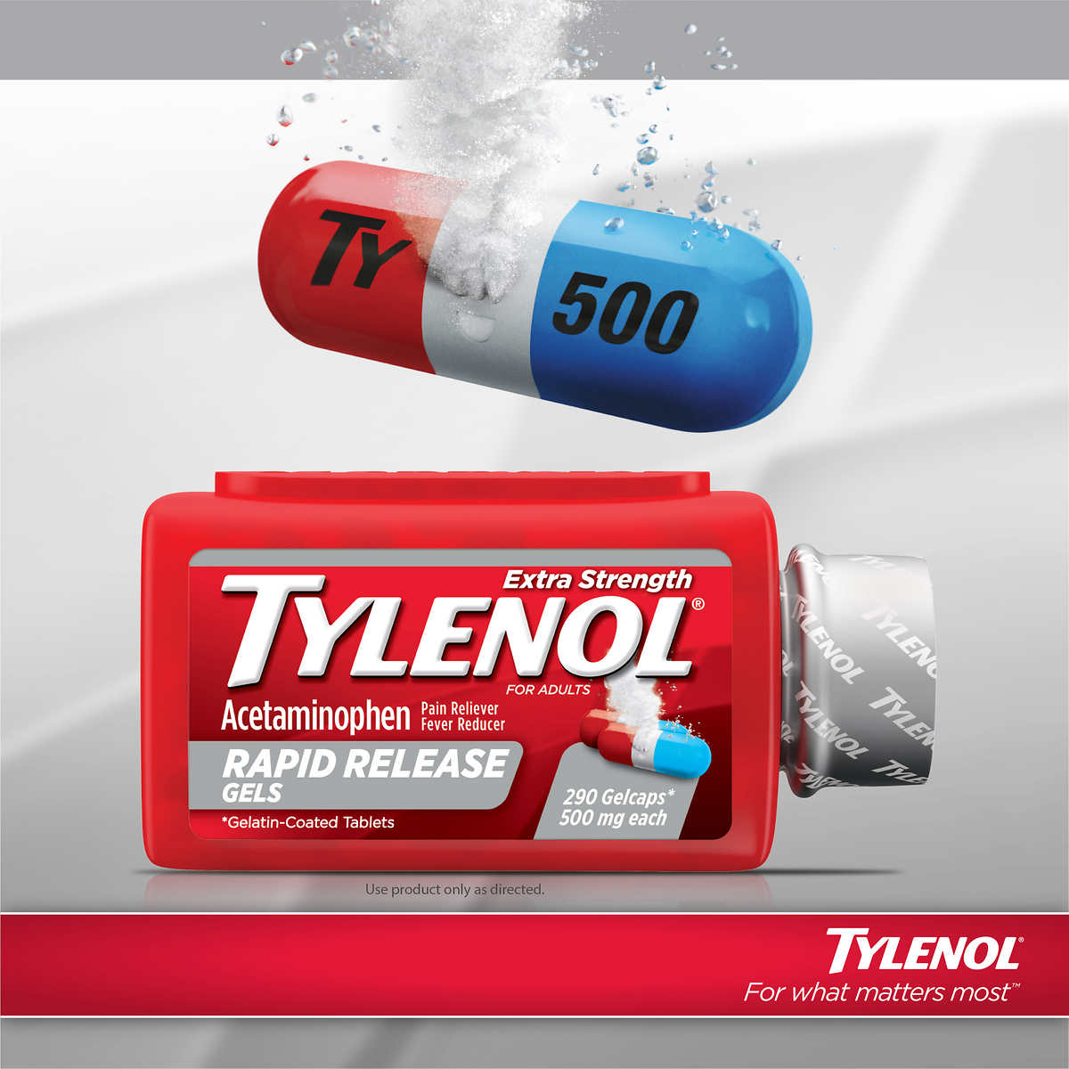 Tylenol Extra Strength Rapid Release Gels – 500 Mg, 290 Ct Bulk