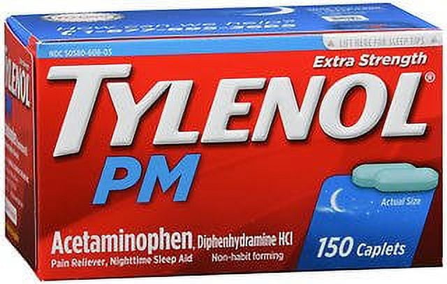 Tylenol PM Extra Strength Pain Reliever And Sleep Aid Acetaminophen Caplets, 150 Ea, 3 Pack