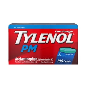 Tylenol PM Extra Strength Pain Reliever & Sleep Aid Caplets, 100 Count